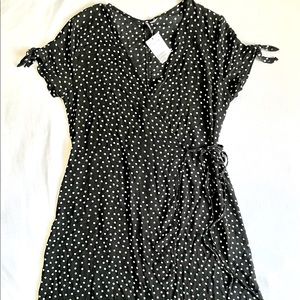 H&M Black Polka Dot Wrap Dress Size 16